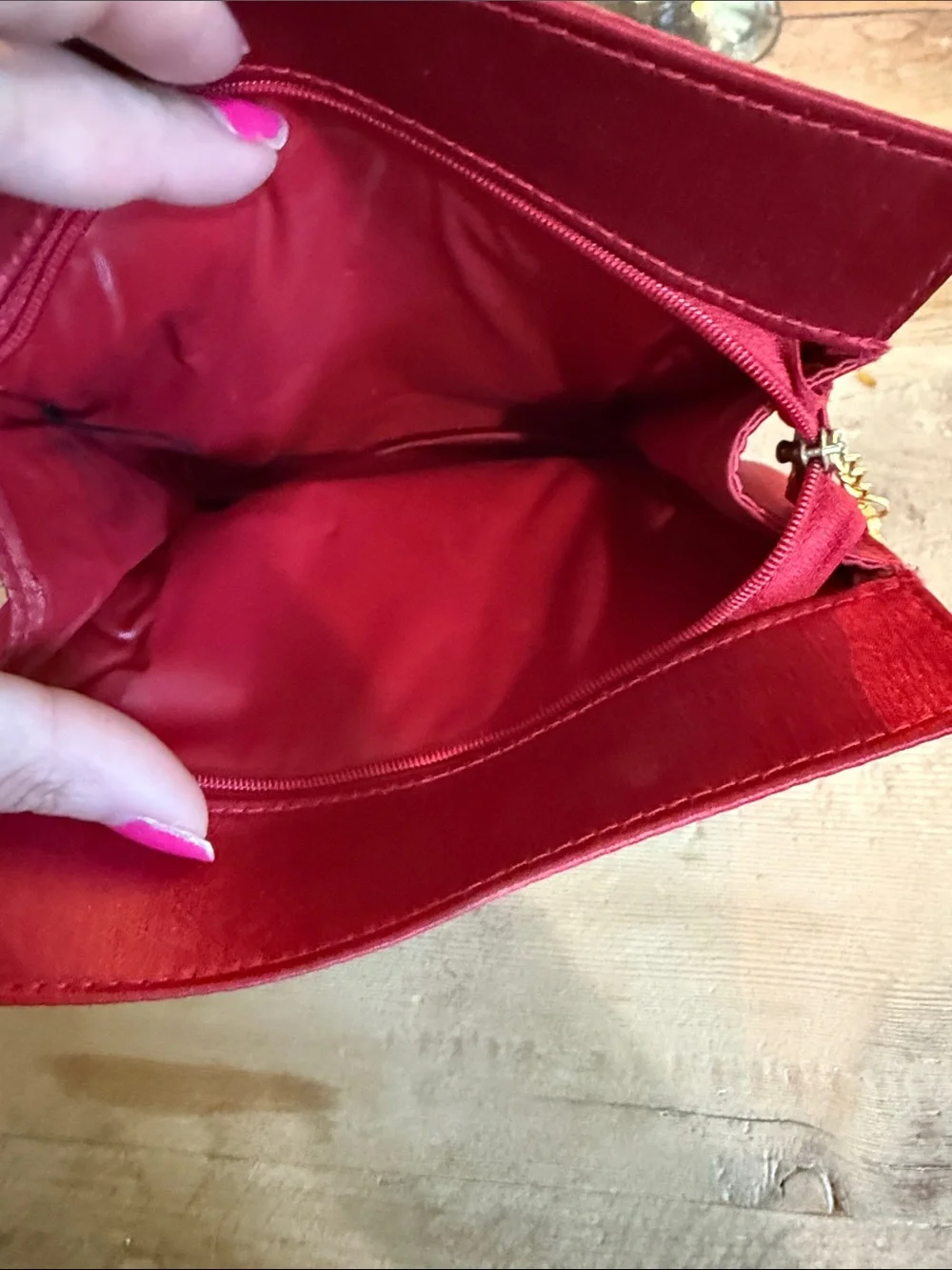 Yves Saint Laurent Red Satin Parfums Cosmetic Pouch